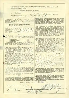 Opel Werksvertrag 1937