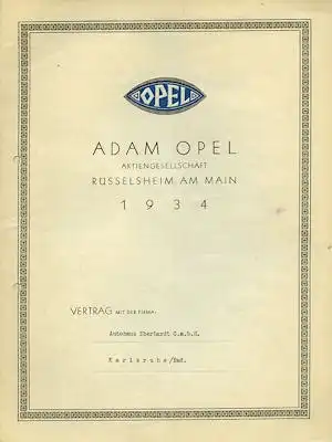 Opel Werksvertrag 1934