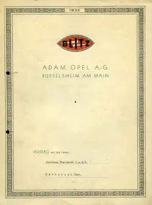 Opel Werksvertrag 1932