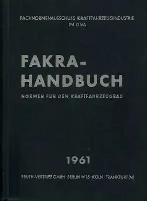 Fakra-Handbuch, Normen für den Kraftfahrzeugbau 1961
