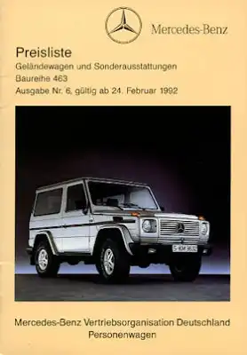 Mercedes-Benz G Preisliste 2.1992