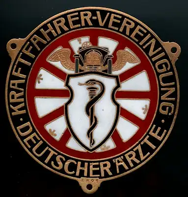 Plakette Kraftfahrer-Vereinigung Deutscher Ärzte ca. 1930