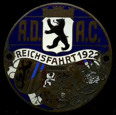 ADAC Plakette Reichsfahrt 1922