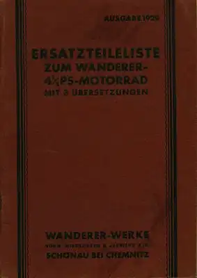 Wanderer 4,5 PS-Motorrad mit 3 Übersetzungen Ersatzteilliste 3.1929