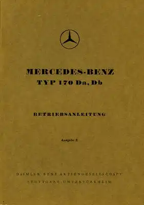 Mercedes-Benz 170 Da Db Bedienungsanleitung 1953