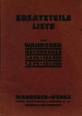 Wanderer 1,4 PS 182ccm, 1,5 PS 194ccm Ersatzteilliste 7.1929