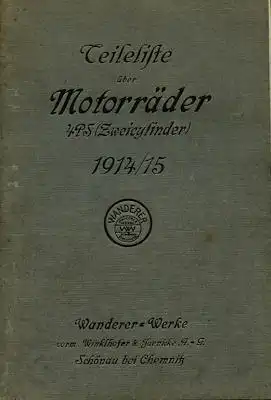 Wanderer Motorrad 2 PS Ersatzteilliste 1914/1915
