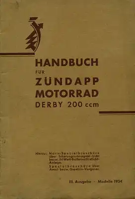 Zündapp Derby 200 ccm Bedienungsanleitung 1933