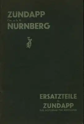 Zündapp Mod. 2, Mod. 2 GS, Mod. 3 GS u. K 249 Ersatzteilliste ca. 1925