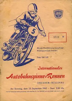 Programm Autobahnspinne Dresden 23.9.1962