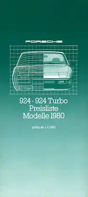 Porsche 924 924 Turbo Preisliste 1980