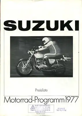 Suzuki Preisliste 1977