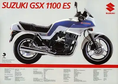 Suzuki GSX 1100 ES, Rückseite GSX 1100 E Prospekt 1984