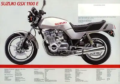 Suzuki GSX 1100 ES, Rückseite GSX 1100 E Prospekt 1984