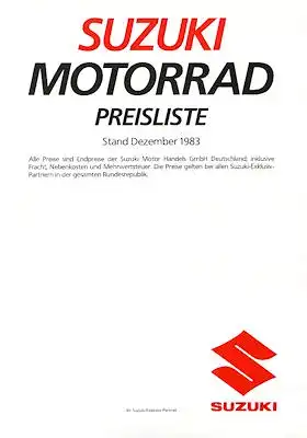 Suzuki Preisliste 12.1983