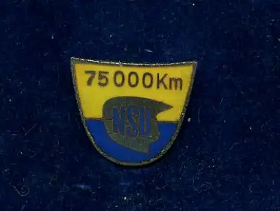 Plakette und Nadel 75 000 km NSU 1950er Jahre