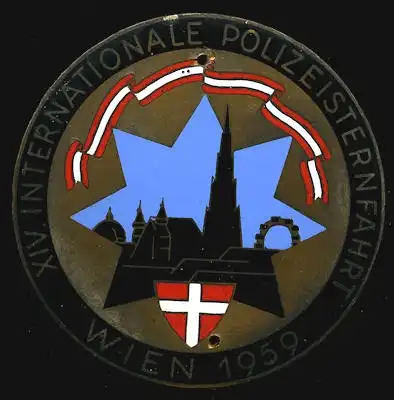 Plakette 14. Int. Polizei Sternfahrt Wien 1959
