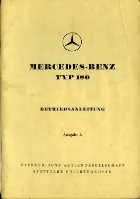 Mercedes-Benz 180 Bedienungsanleitung 9.1953