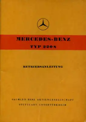 Mercedes-Benz 220 S Bedienungsanleitung 1959