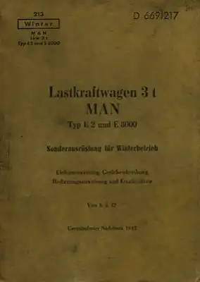 MAN 3 to Sonderausrüstung Winterbetrieb D 669/217 1943