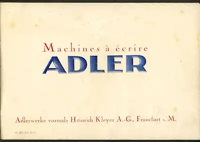 Adler Schreibmaschinen Prospekt 12.1926 f