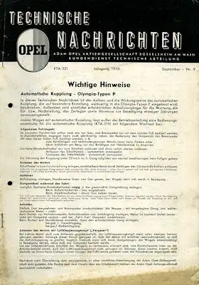 Opel Rekord P Technische Nachrichten 9.1958