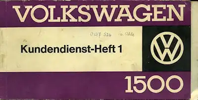 VW 1500 Kundendienst Heft 1963