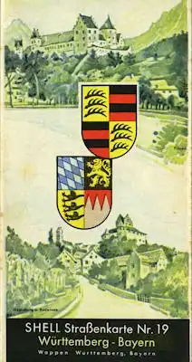 Shell Straßenkarte 19 Württemberg Bayern 1930er Jahre