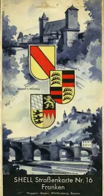 Shell Straßenkarte 16 Franken 1930er Jahre