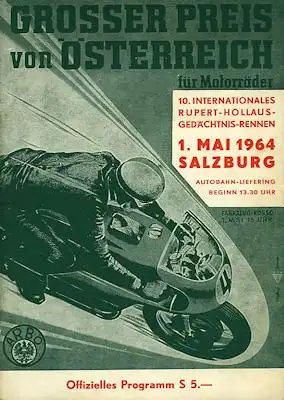 Programm Großer Preis von Östereich für Motorräder 1.5.1964
