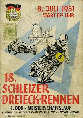 Programm 18. Schleizer Dreieck-Rennen 8.7.1951