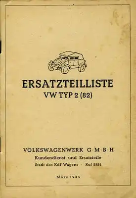 VW Kübel-Wagen Typ 2 (82) Ersatzteilliste 3.1943