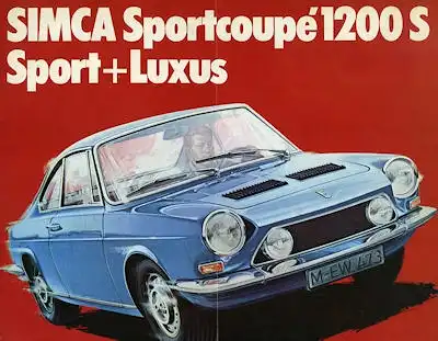 Simca 1200 S Sport + Luxus Prospekt ca. 1967