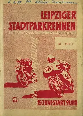 Programm Leipziger Stadtparkrennen 15.6.1958