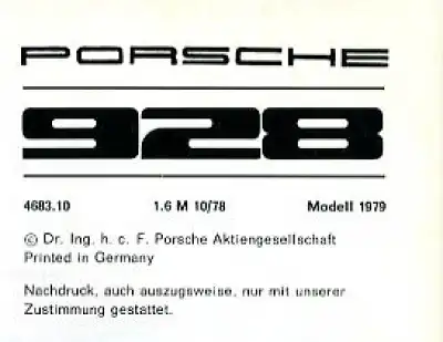 Porsche 928 Bedienungsanleitung 1979