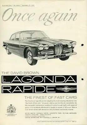 Aston Martin Lagonda Rapide Test 1961