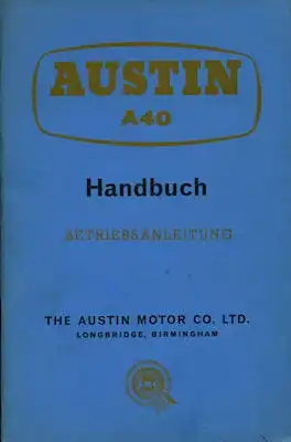 Austin A 40 Bedienungsanleitung 1960