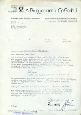 Fa. Brüggemann Austin / Morris Mini Brief 9.1969