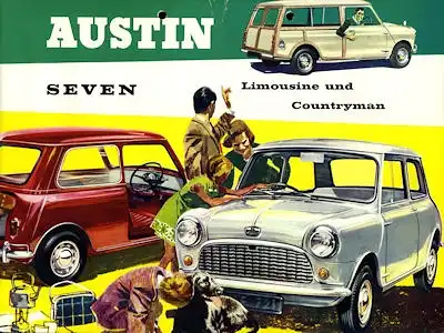 Austin Seven (Mini) Limousine und Countryman Prospekt ca. 1962