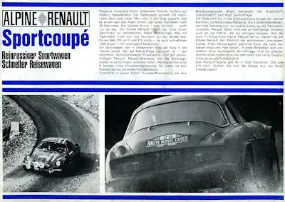 Renault Alpine 1300 Sportcoupé Prospekt ca. 1969