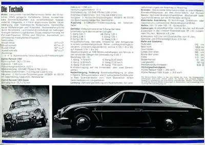 Renault Alpine 1300 Sportcoupé Prospekt ca. 1969