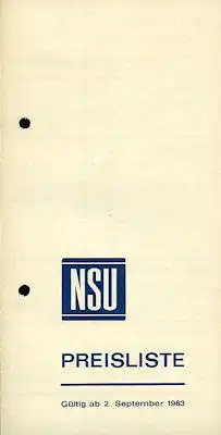 NSU Preisliste 9.1963