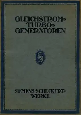 Siemens Gleichstrom Turbo-Generatoren Broschüre ca. 1910