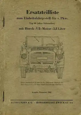 Horch Einheitsfahrgestell f.s.Pkw Ersatzteilliste 12.1941
