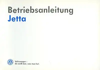 VW Jetta Bedienungsanleitung 1990
