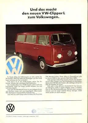 VW T 2 Clipper L Prospekt 1968