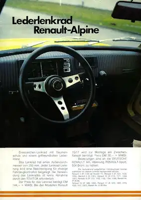 Renault Zubehör Prospekt 1970er Jahre