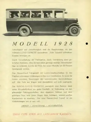 Hansa-Lloyd Express Bus Prospekt 1928