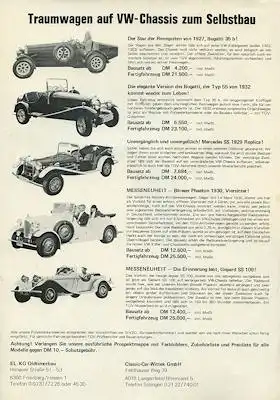 Traumwagen auf VW-Chassis Prospekt ca. 1975