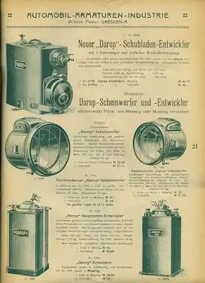 Wilhelm Fiedler / Dresden Automobil-Armaturen-Industrie Katalog 1912